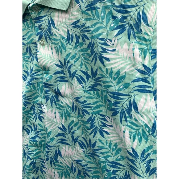 Club Room Polo Standard 100 Golf Shirt Men Large Blue Green Floral Short Sleeve - Picture 4 of 11